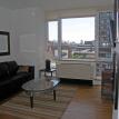 living room area leather queen size sleeper sofa flat screen tv